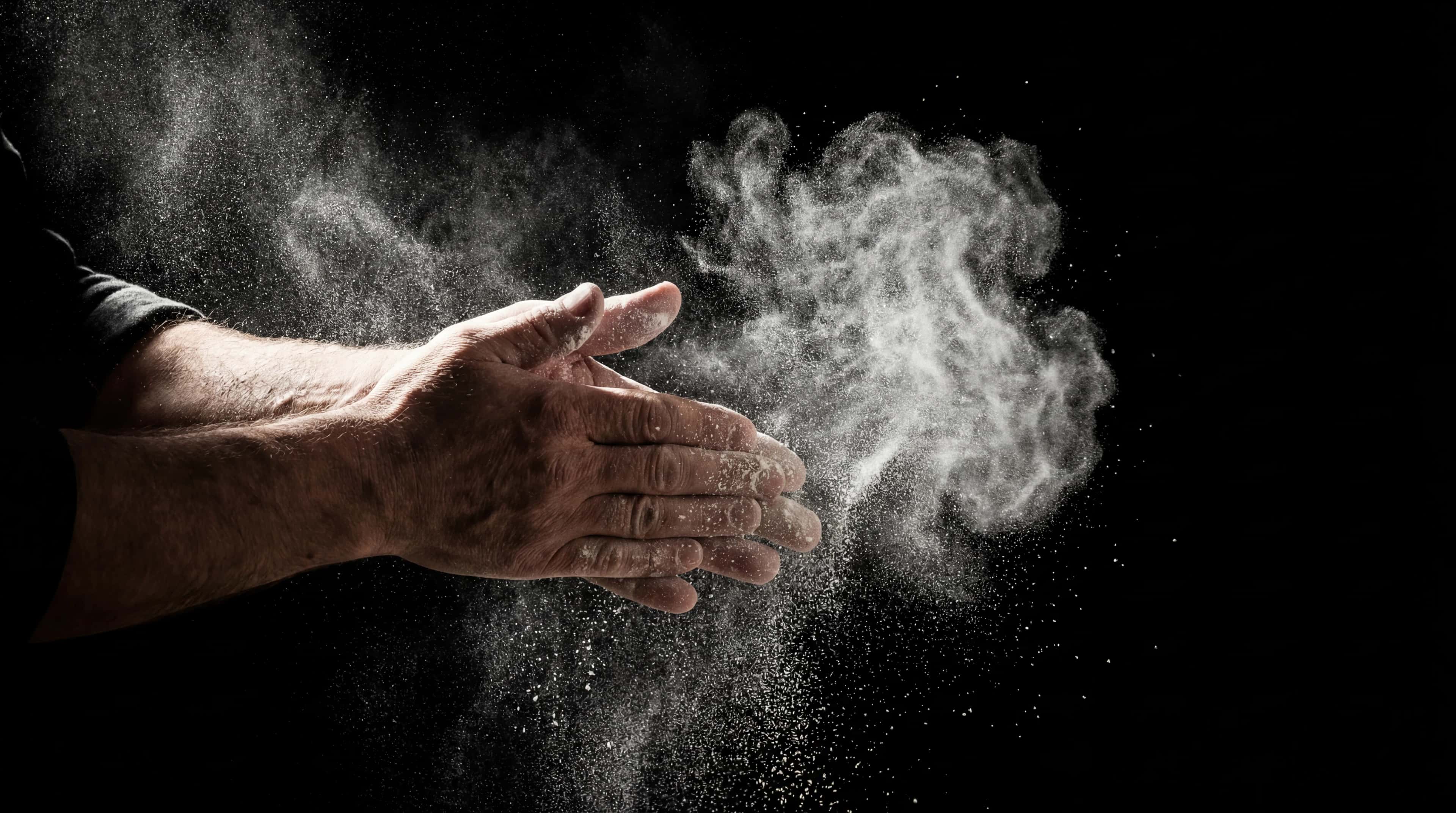 Flour poured onto the work surface